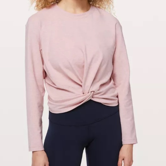 lululemon athletica Tops - LULULEMON Tuck and Gather‎ Pullover Light Pink Knot Tie Flawed Size 4 Yoga